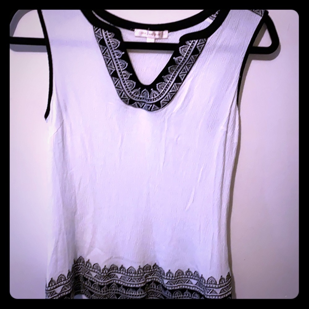 Skies are blue black & white shirt